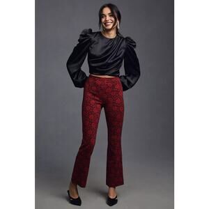 Maeve at Anthropologie Red and Black Floral Brocade Pants